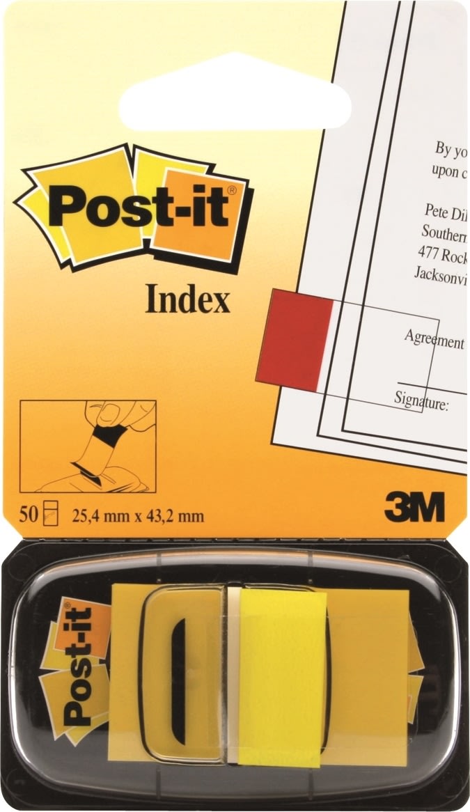 Post-it flikar, gul, 25 x 43 mm