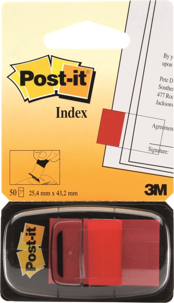 Post-it flikar, röd, 25 x 43 mm