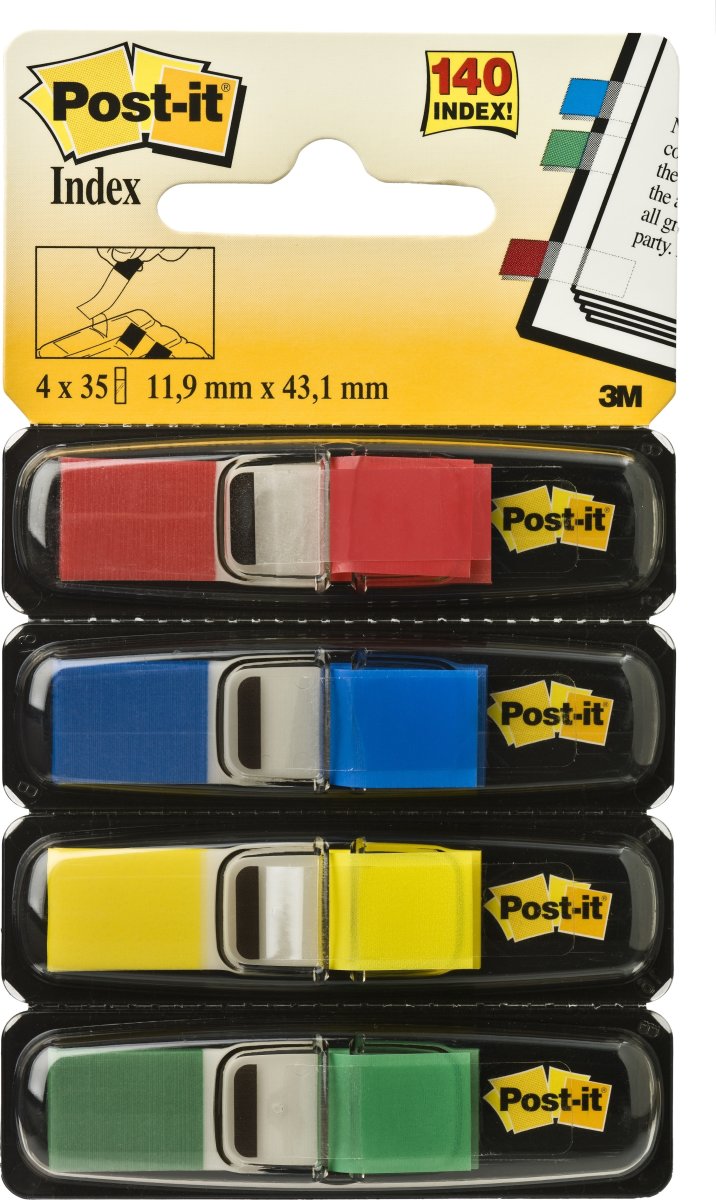 Post-it Indexflikar, (4 färger) i smalt format