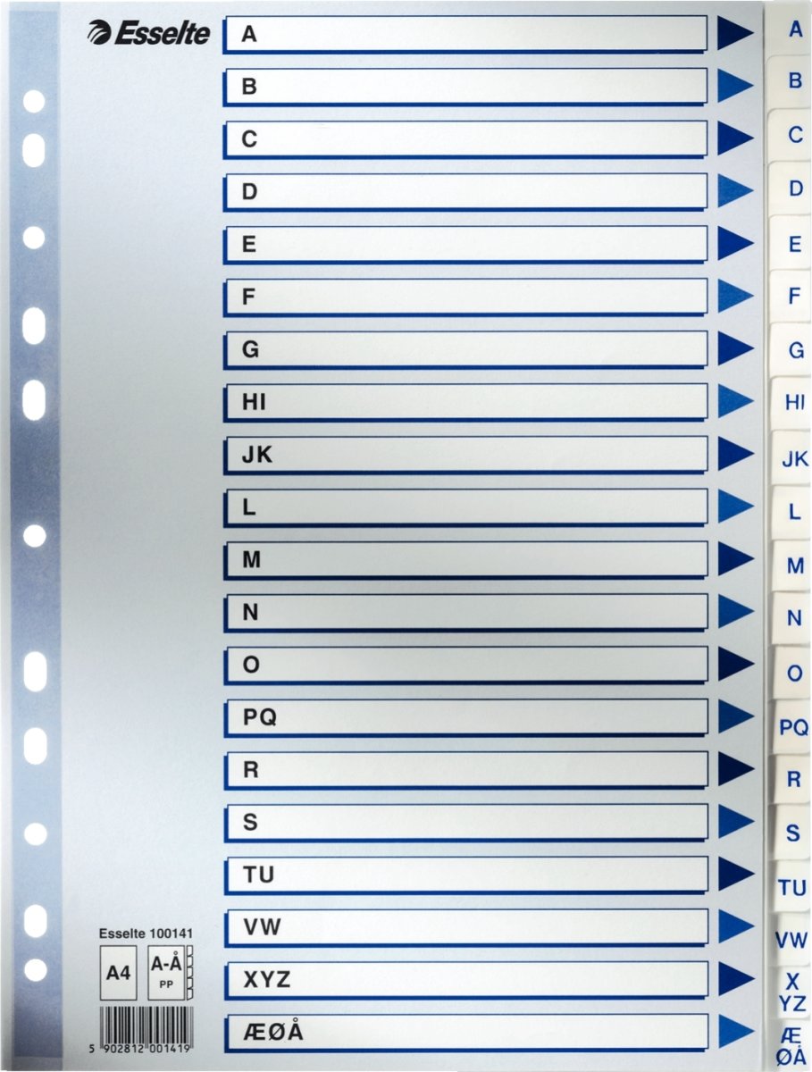 Register Esselte A4 A-Å PP Vit