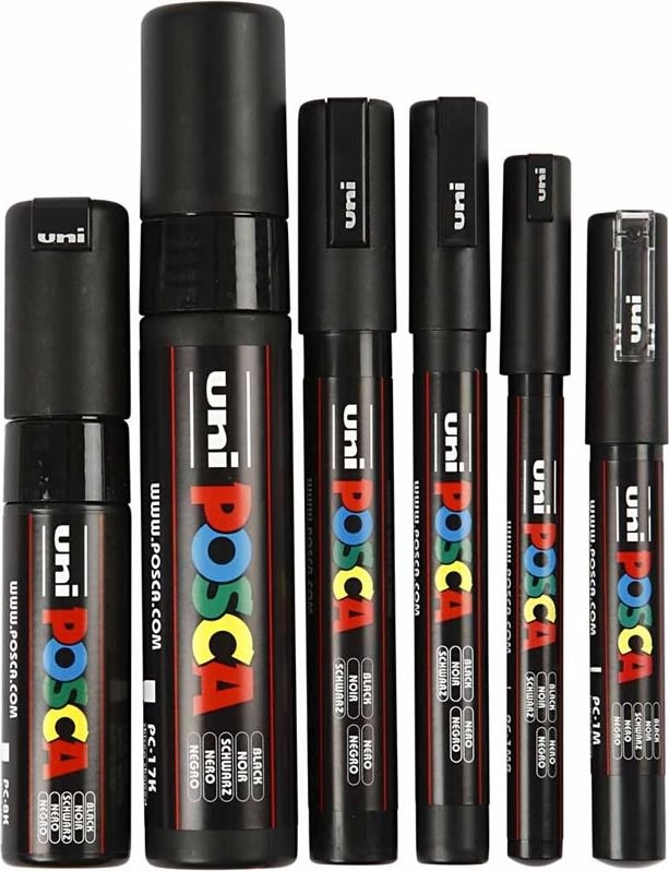 Posca Marker Set | 6 linjebredder | Svart
