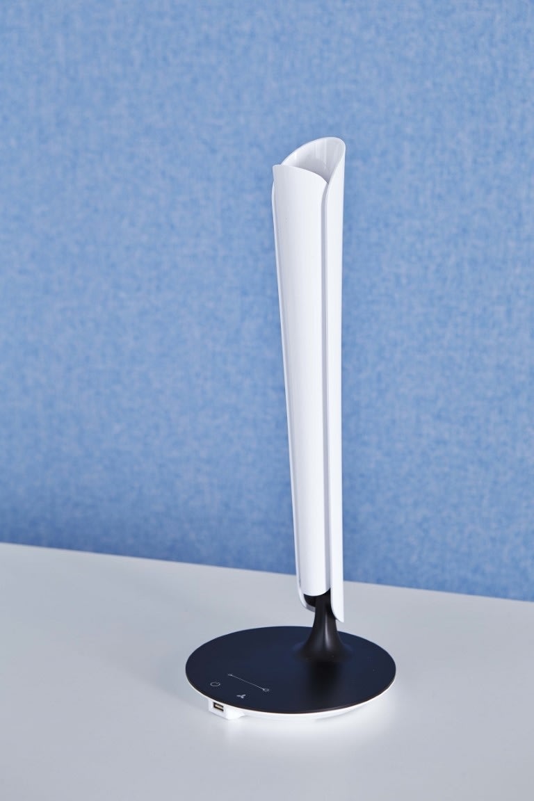 Tulip LED bordslampa, vit/svart, med USB