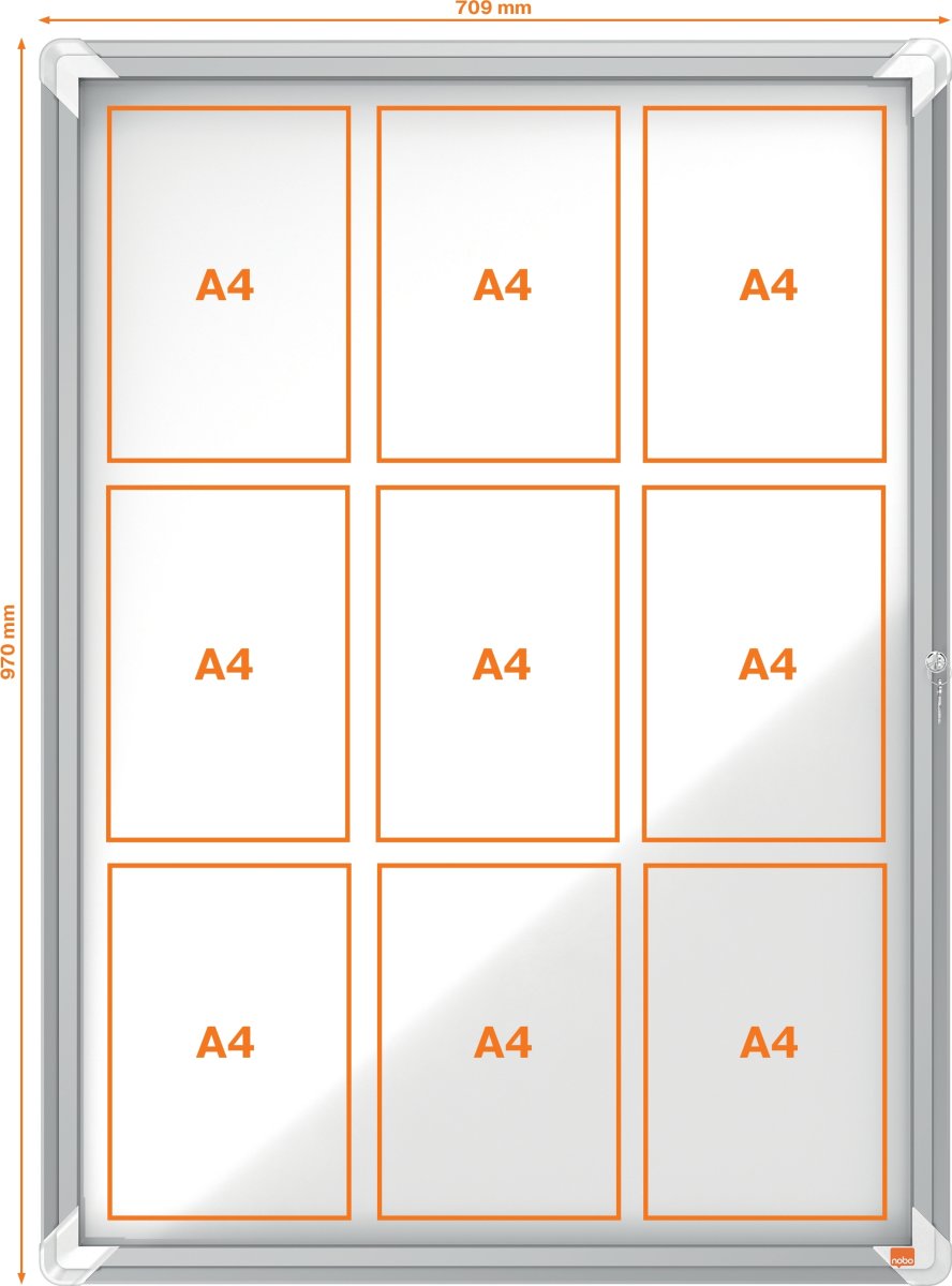 Nobo anslagsskåp 9xA4, täckt utomhus