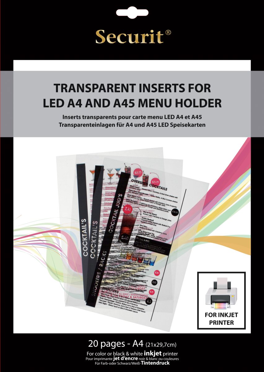 Securit LED transparenta ark för bläckstråleskriva