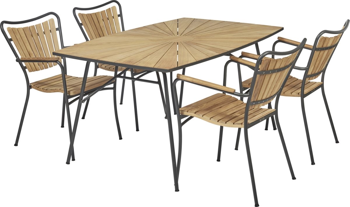 Marguerit trädgårdsbord L144cm + 4 stolar/Antracit