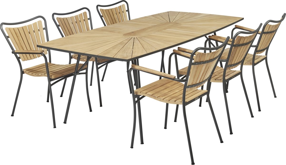 Marguerit trädgårdsbord L200cm + 6 stolar/Antracit