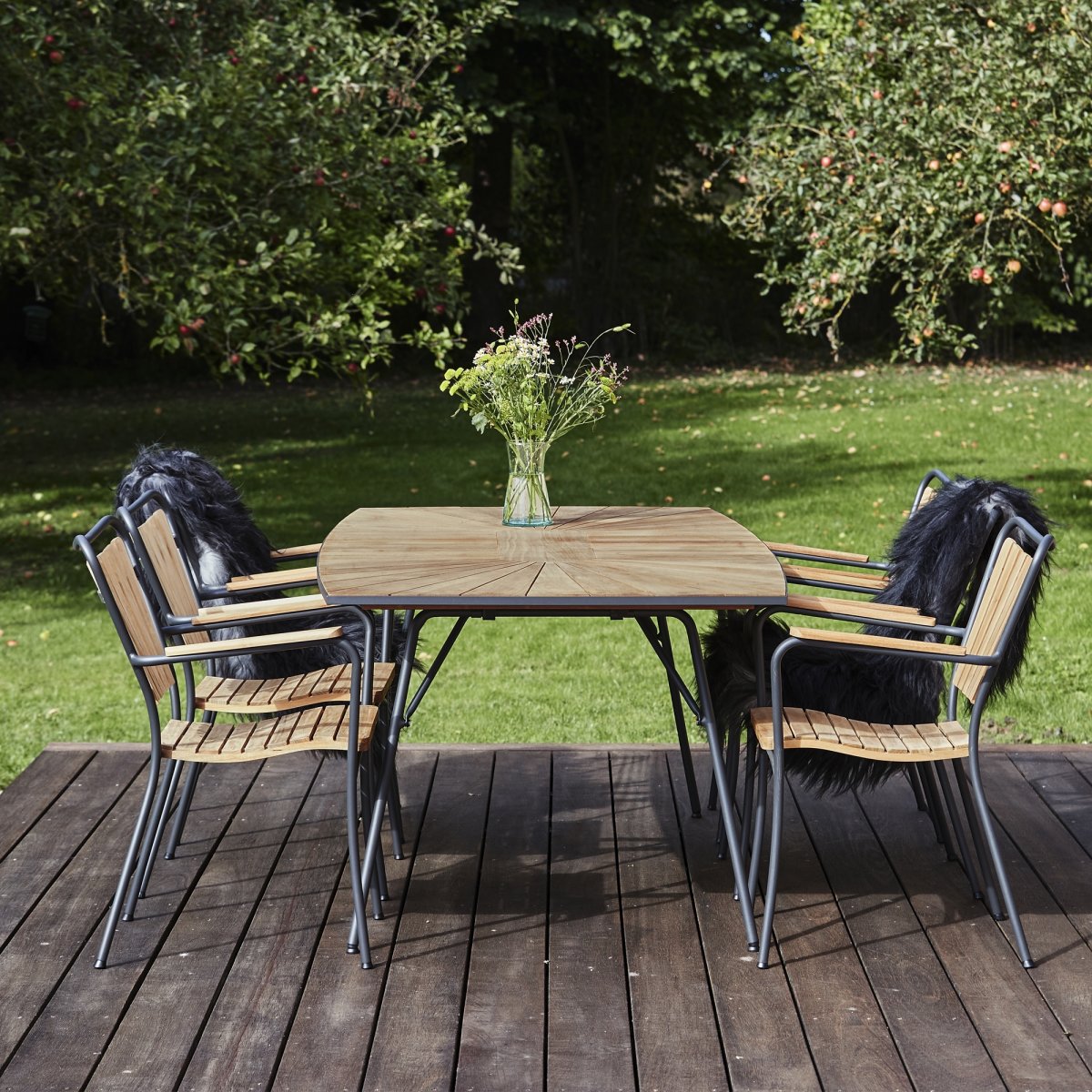 Marguerit trädgårdsbord L200cm + 6 stolar/Antracit
