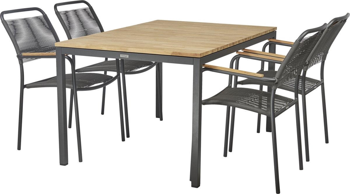 Toscana trädgårdsbord L132 cm + 4 Verona, Antracit