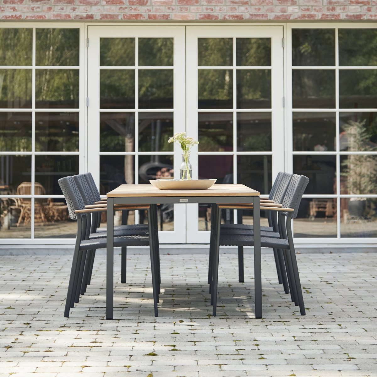 Toscana trädgårdsbord L197 cm + 6 Siena, Antracit