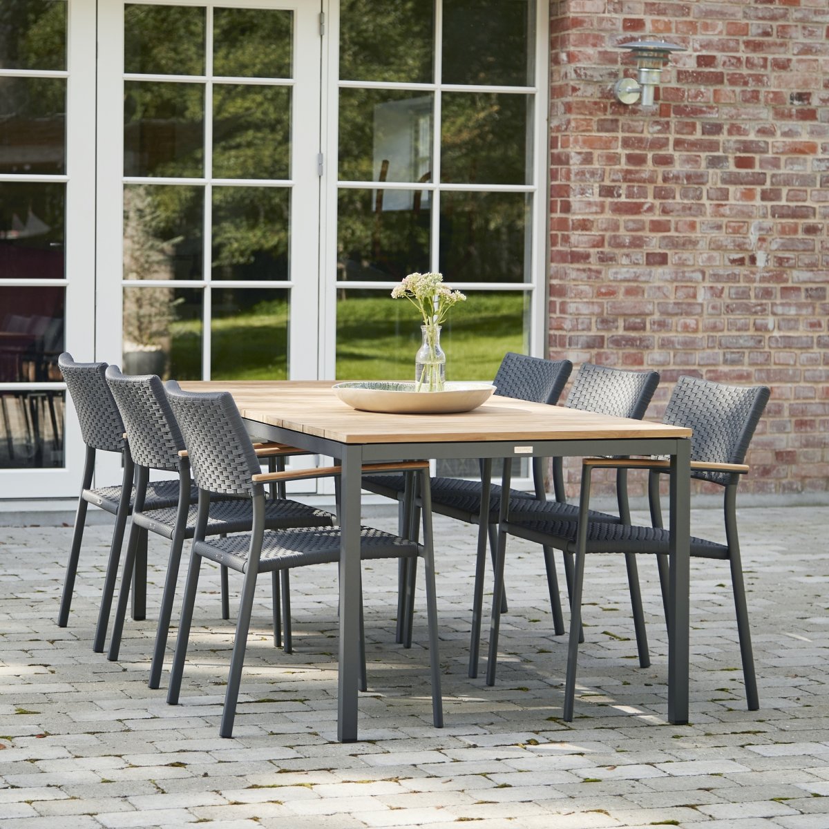 Toscana trädgårdsbord L197 cm + 6 Siena, Antracit