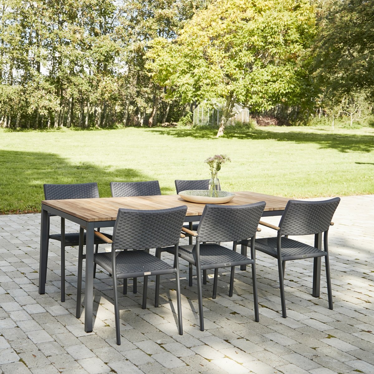 Toscana trädgårdsbord L197 cm + 6 Siena, Antracit