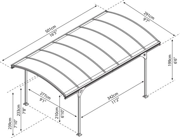 Palram Canopia Vitoria 5000 carport | Antracitgrå