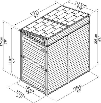 Palram Canopia SKYLIGHT PENT 2, skjul 1 m2