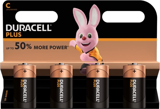 Duracell Plus C LR14-batteri, 4 st.