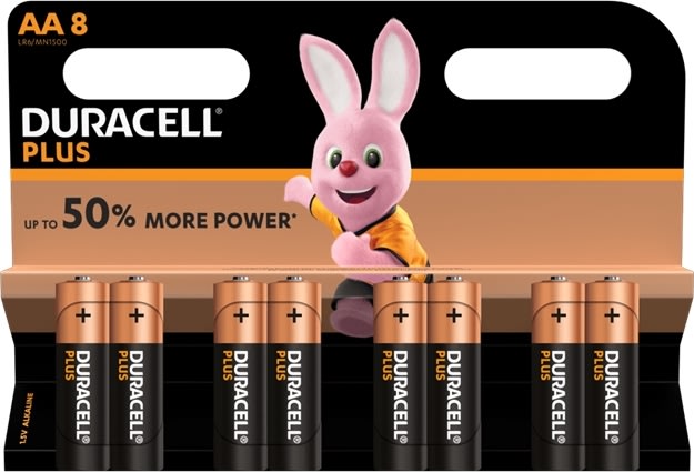 Duracell Plus AA LR6-batteri, 8 st.