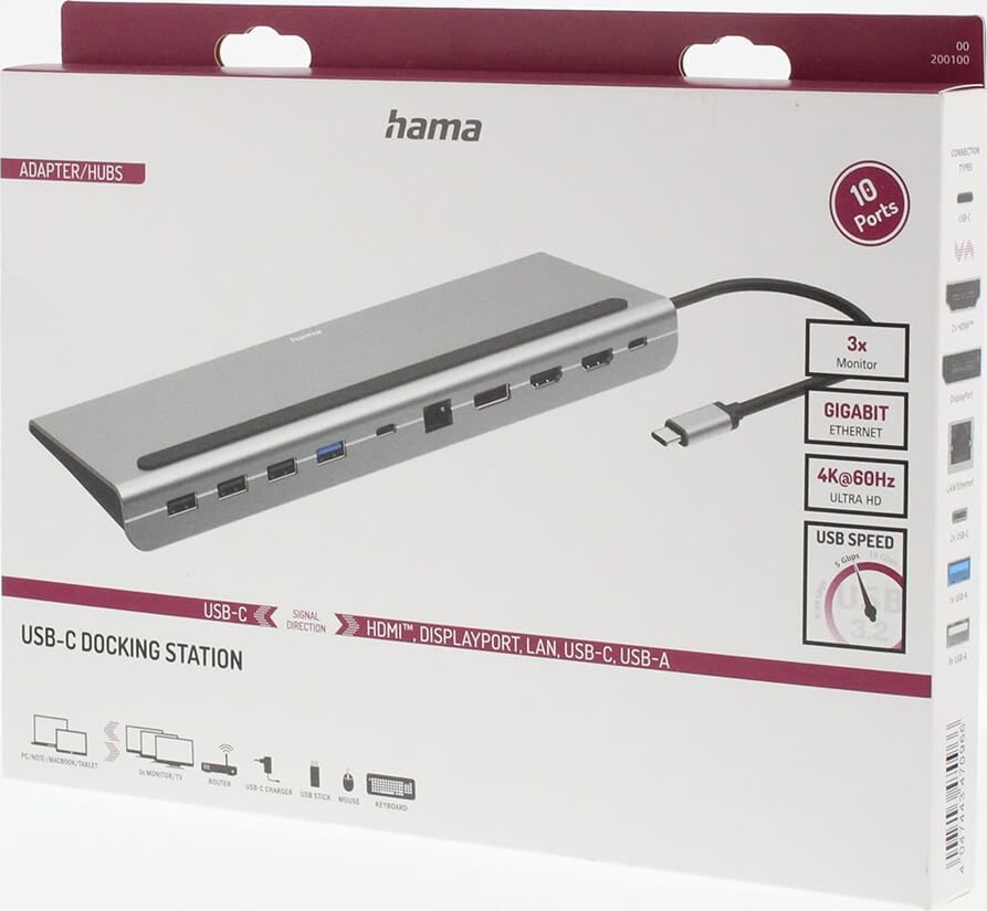 HAMA Dockningsstation USB-C 10x-portar