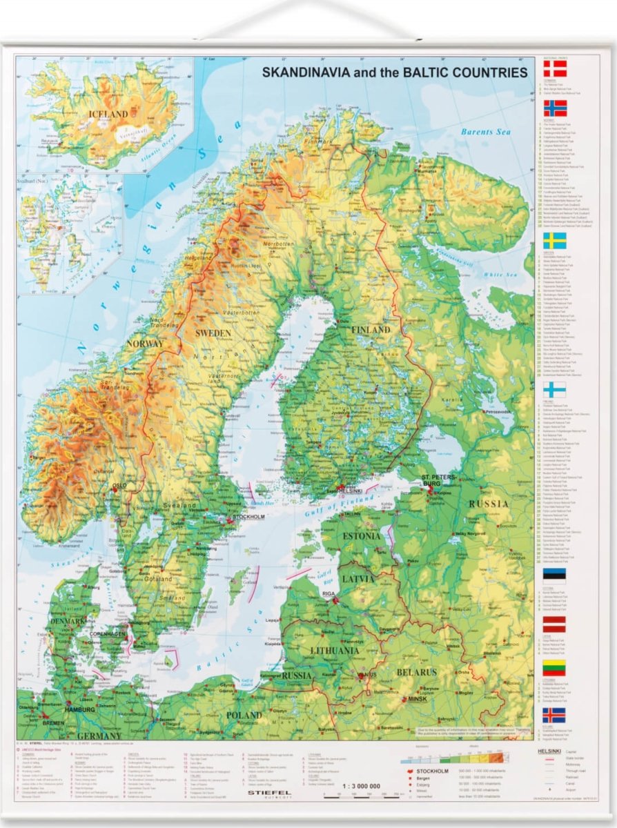 NAGA laminerad karta Skandinavien 97x67 cm, färg
