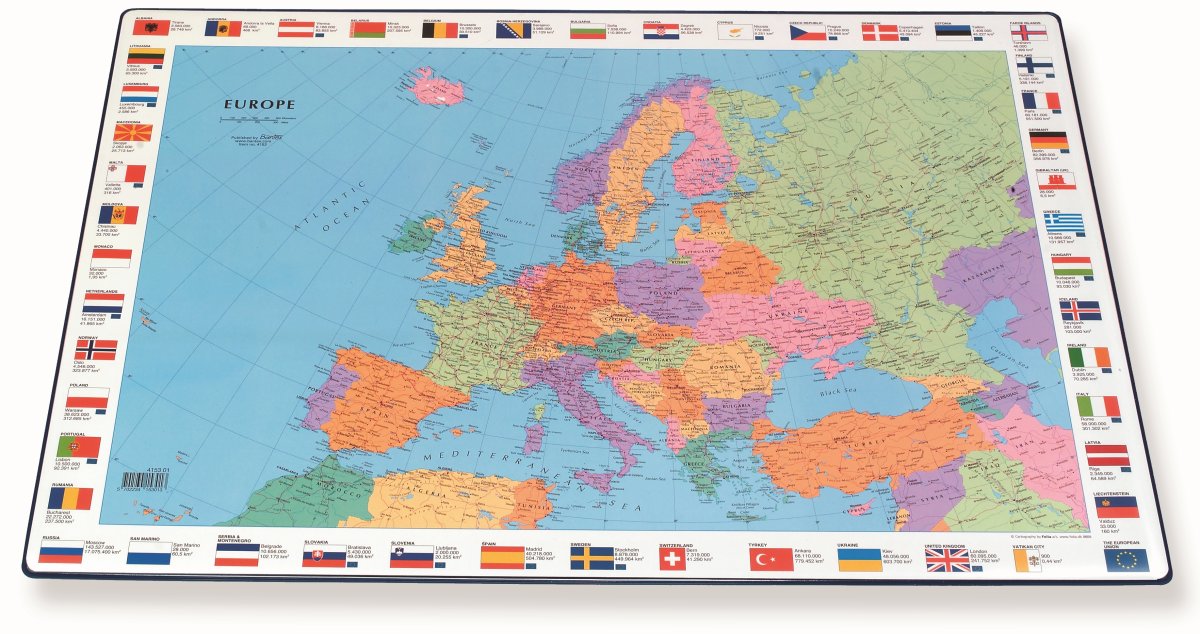 Bantex skrivunderlägg, Europakarta