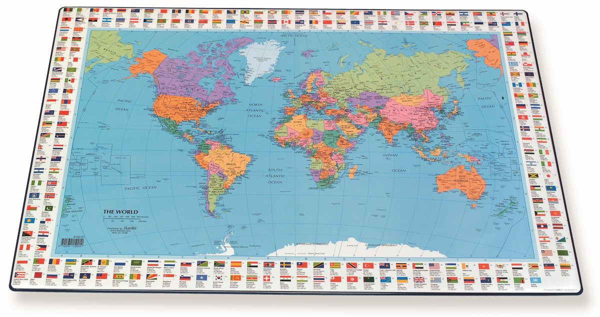 Bantex skrivunderlägg 44 x 63 cm, världskarta