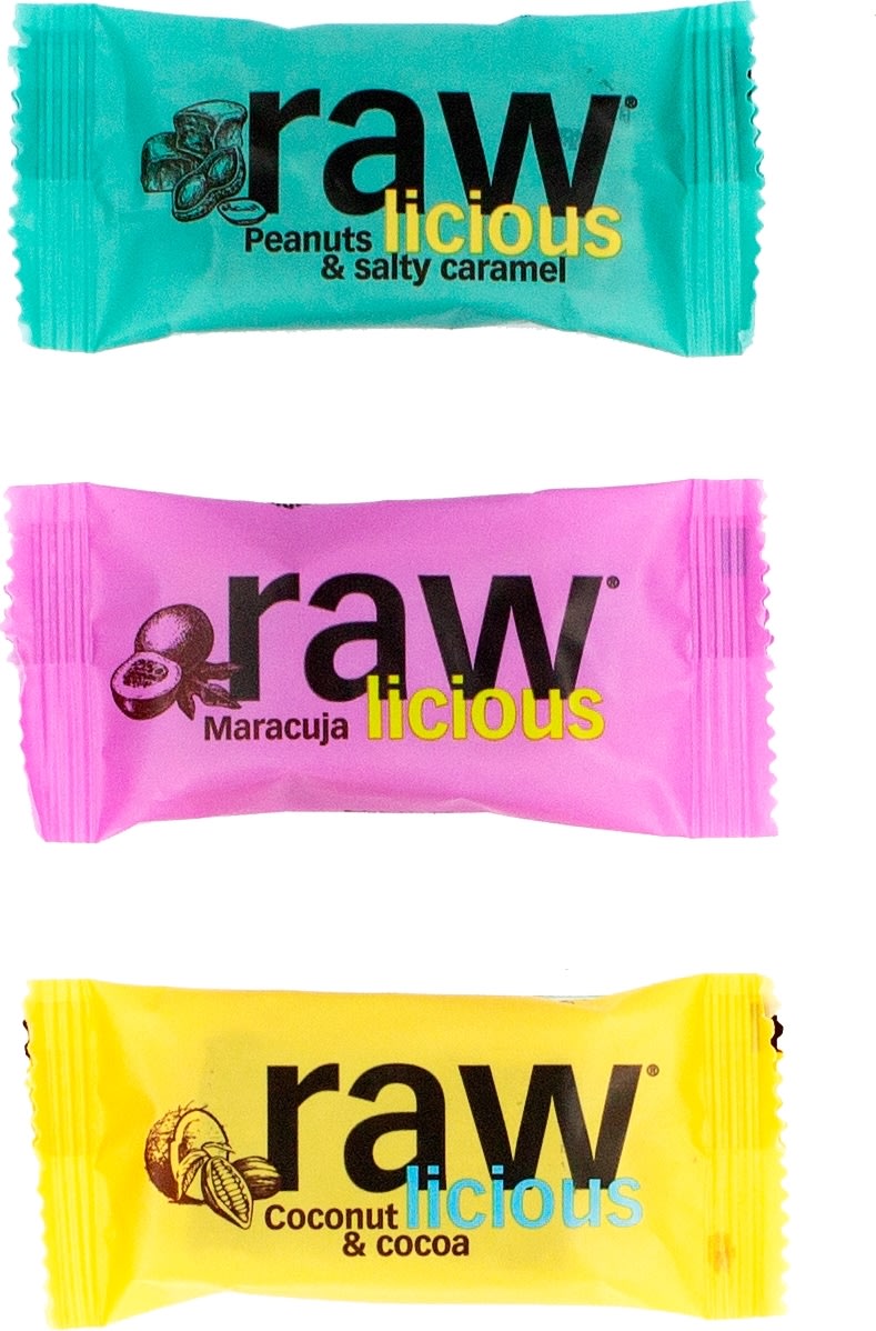 RawLicious bars, Display i kartong, 60 x 15 g