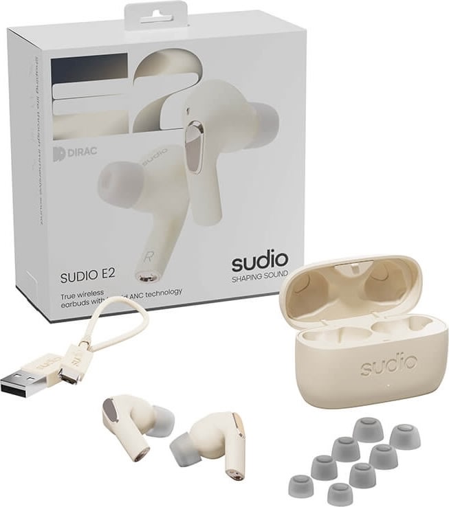 SUDIO E2 trådlösa hörlurar, sandfärgade