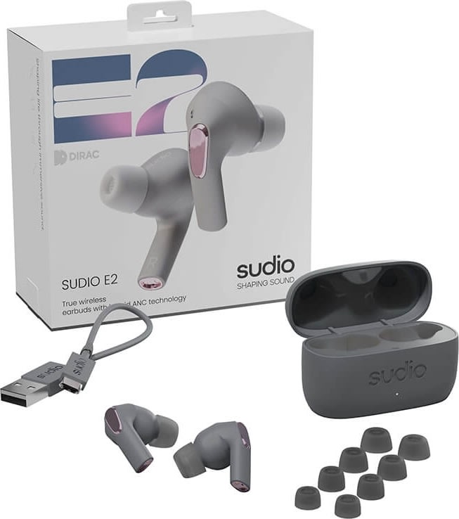 SUDIO E2 trådlösa hörlurar, grå