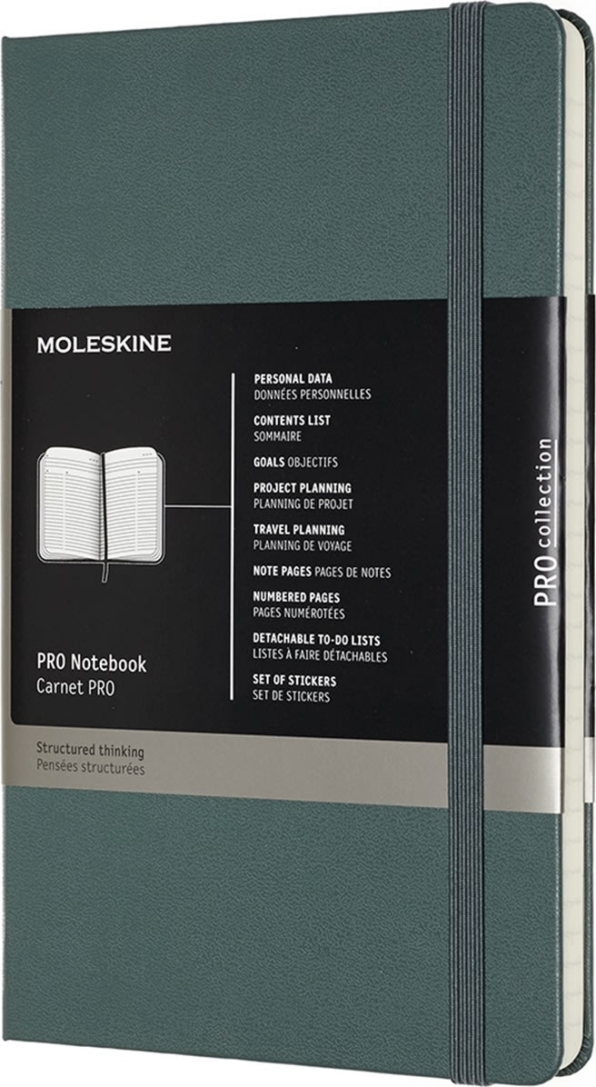 Moleskine Pro H anteckningsbok L | Linjerat | Grön