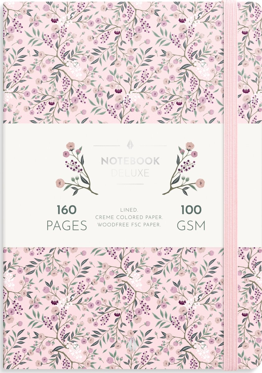 Burde Notebook Deluxe | A5 | Rosa blommor
