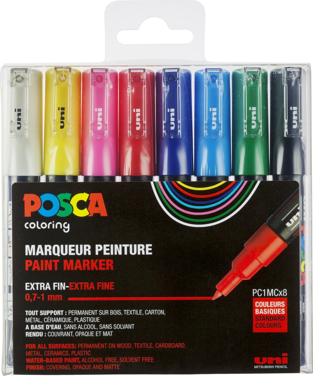 Posca Marker | PC-1M | 0,7-1 mm | 8 standardfärger