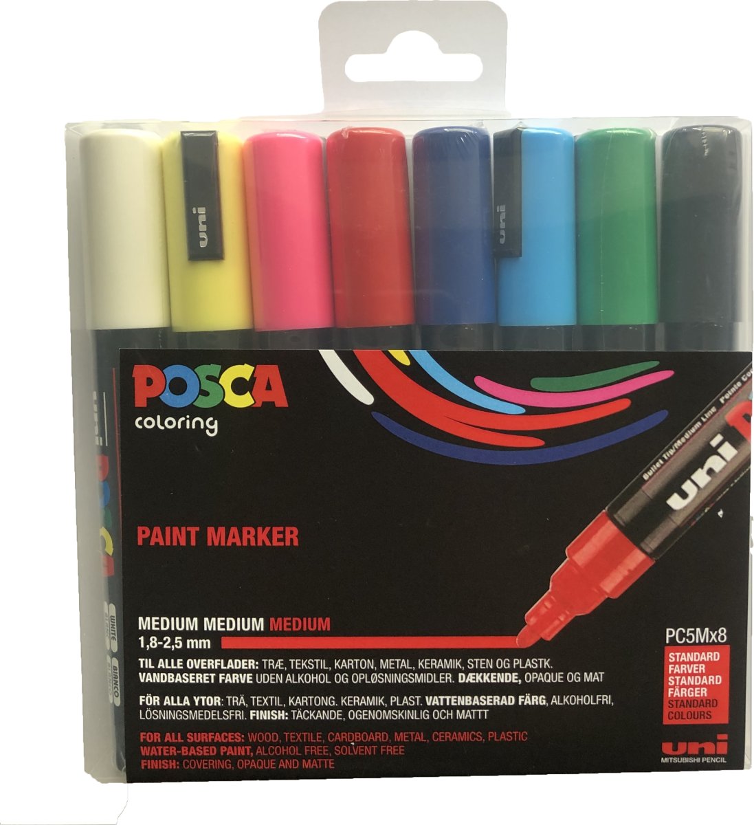 Posca Marker | PC-5M | 2,5 mm | 8 standardfärger