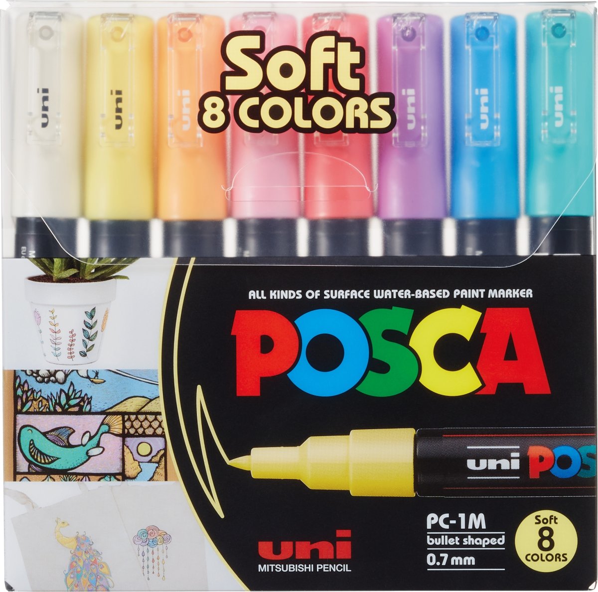 Posca Marker | PC-1M | 0,7-1 mm | 8 pastellfärger