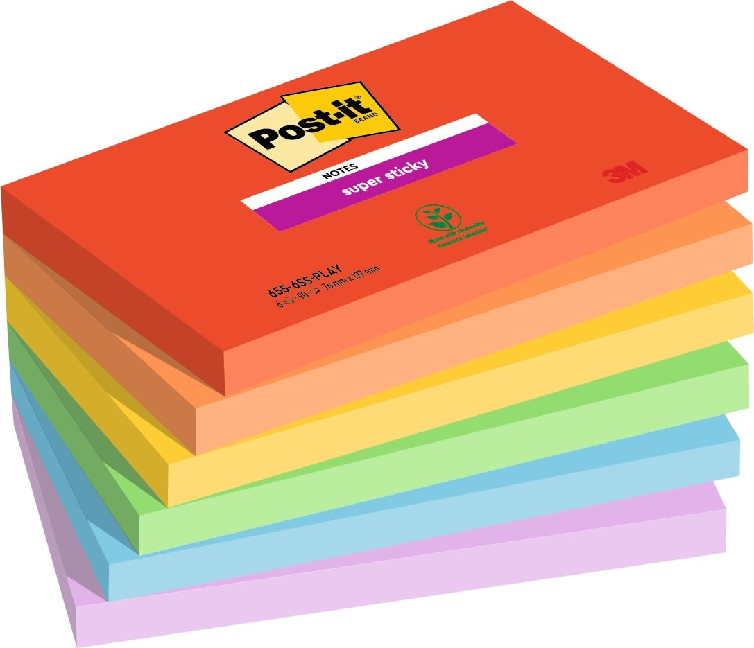 Post-it Super Sticky Notes | Playful | 76x127 mm