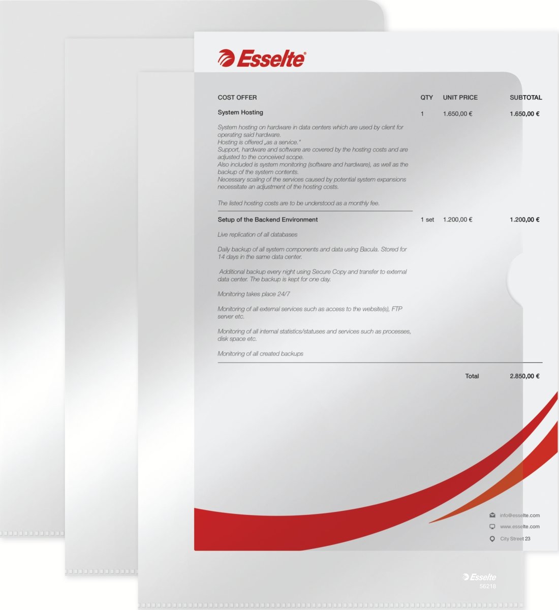 Esselte Premium mapp, A4, 0,105 mm, 100 st.