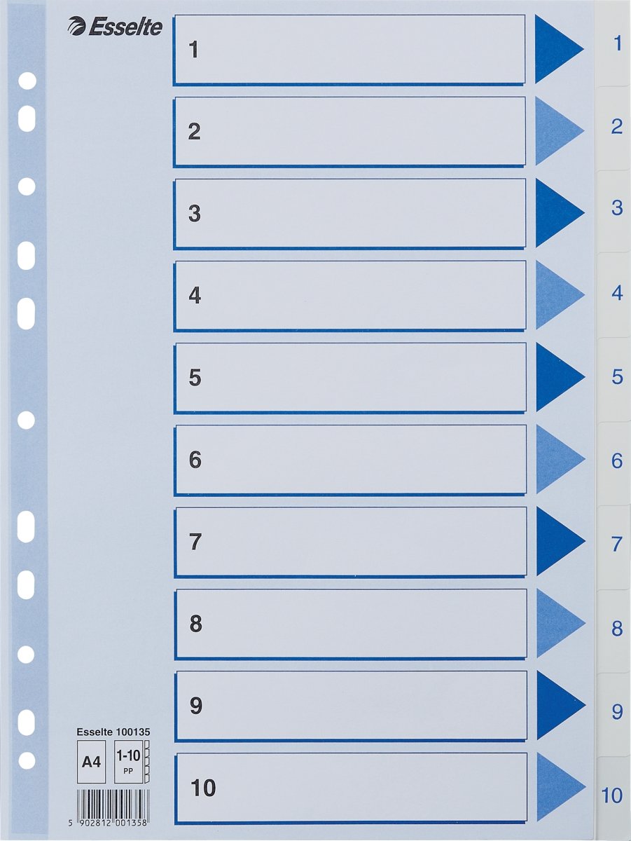 Register Esselte A4 1-10 Plast Vit
