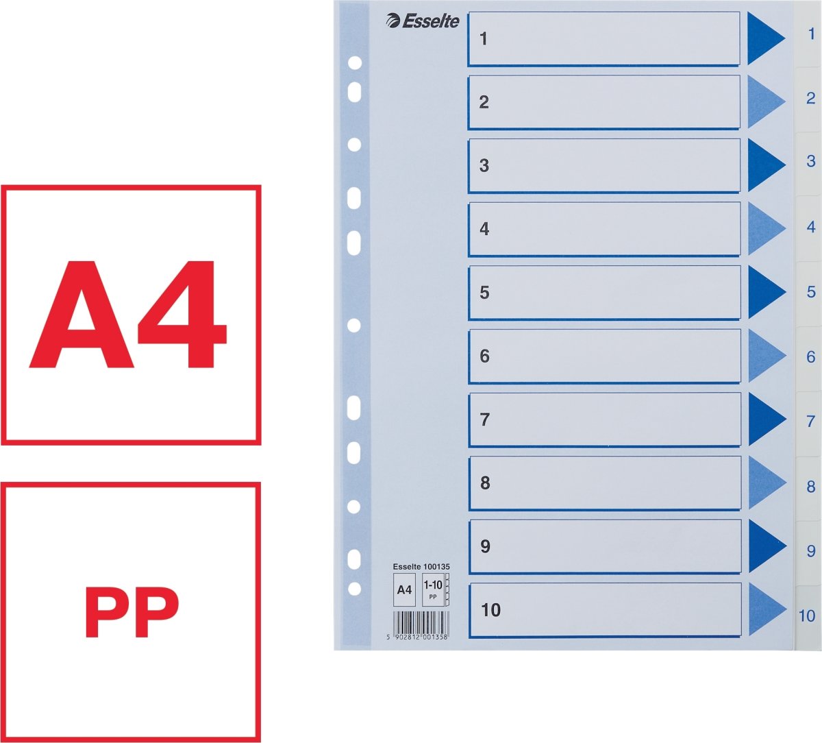 Register Esselte A4 1-10 Plast Vit