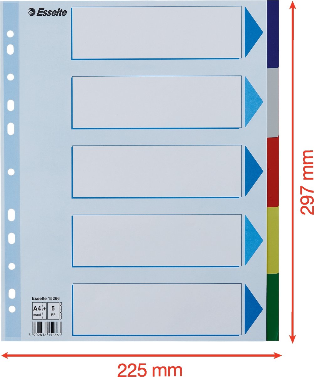 Register Esselte Maxi A4 5 flikar Plast