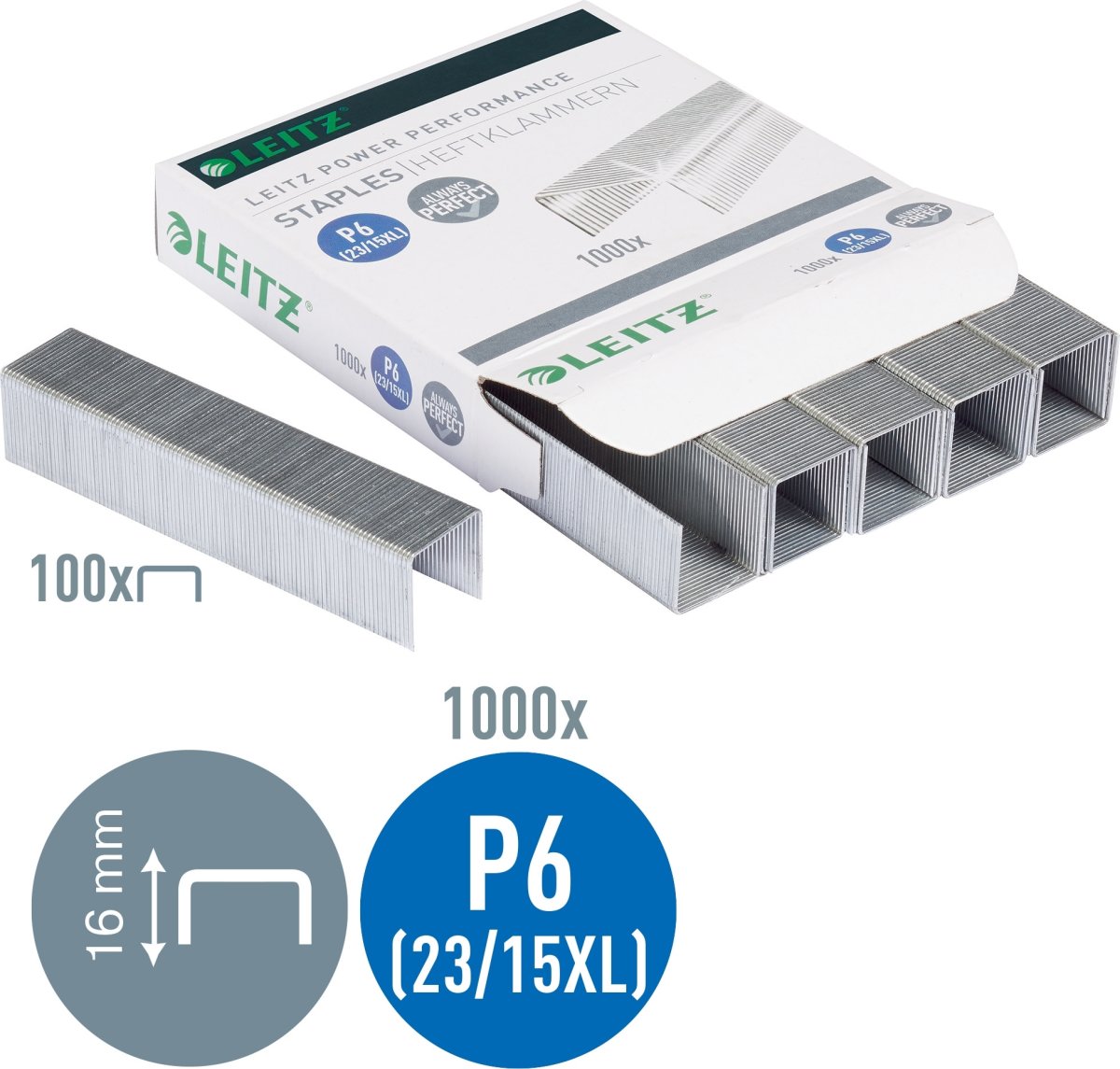 Häftklammer Leitz 23/15 Performance P6 1000 st