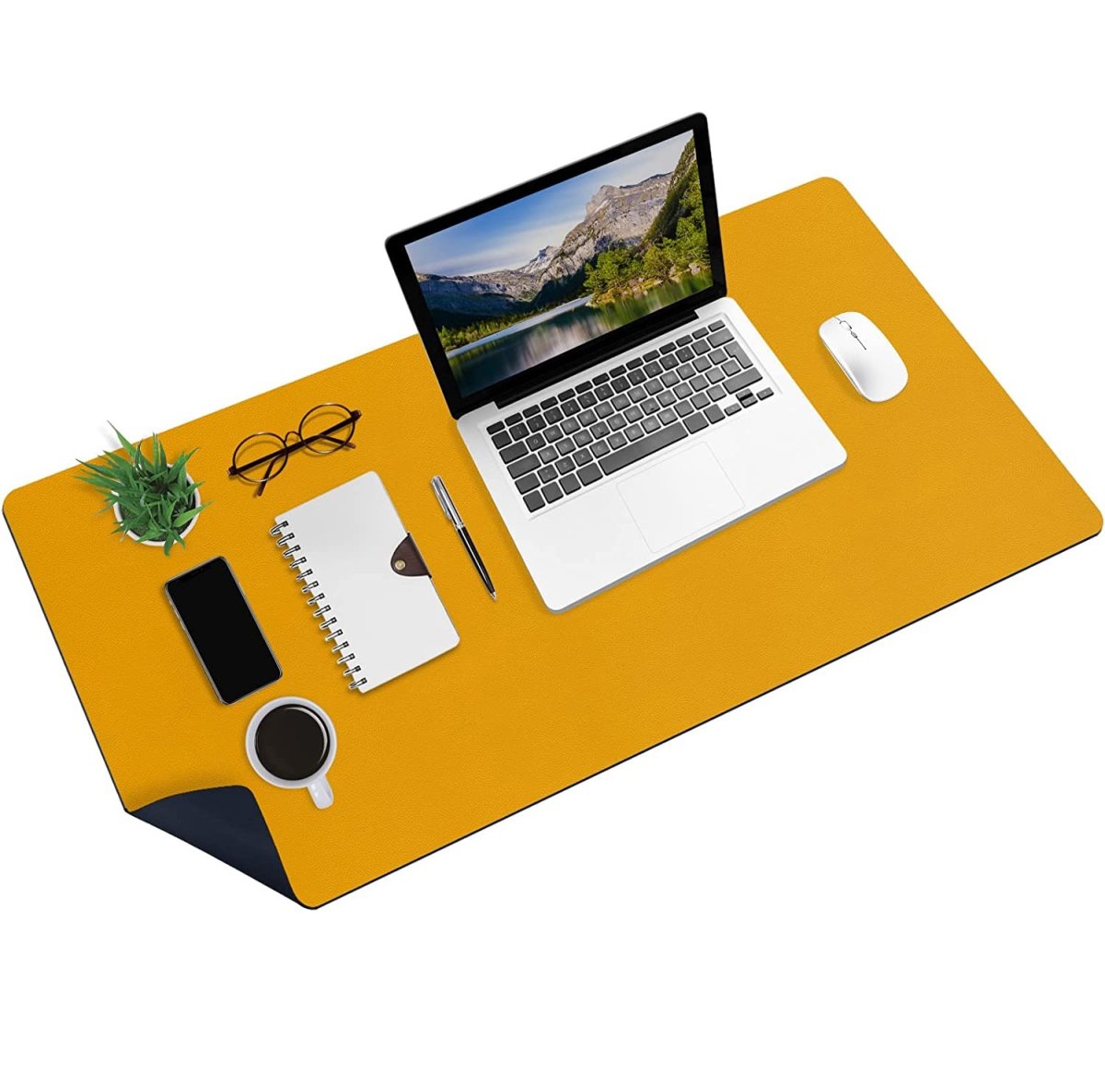 Kozo skrivbordsunderlägg | 90x43 cm | Mörkblå/gul