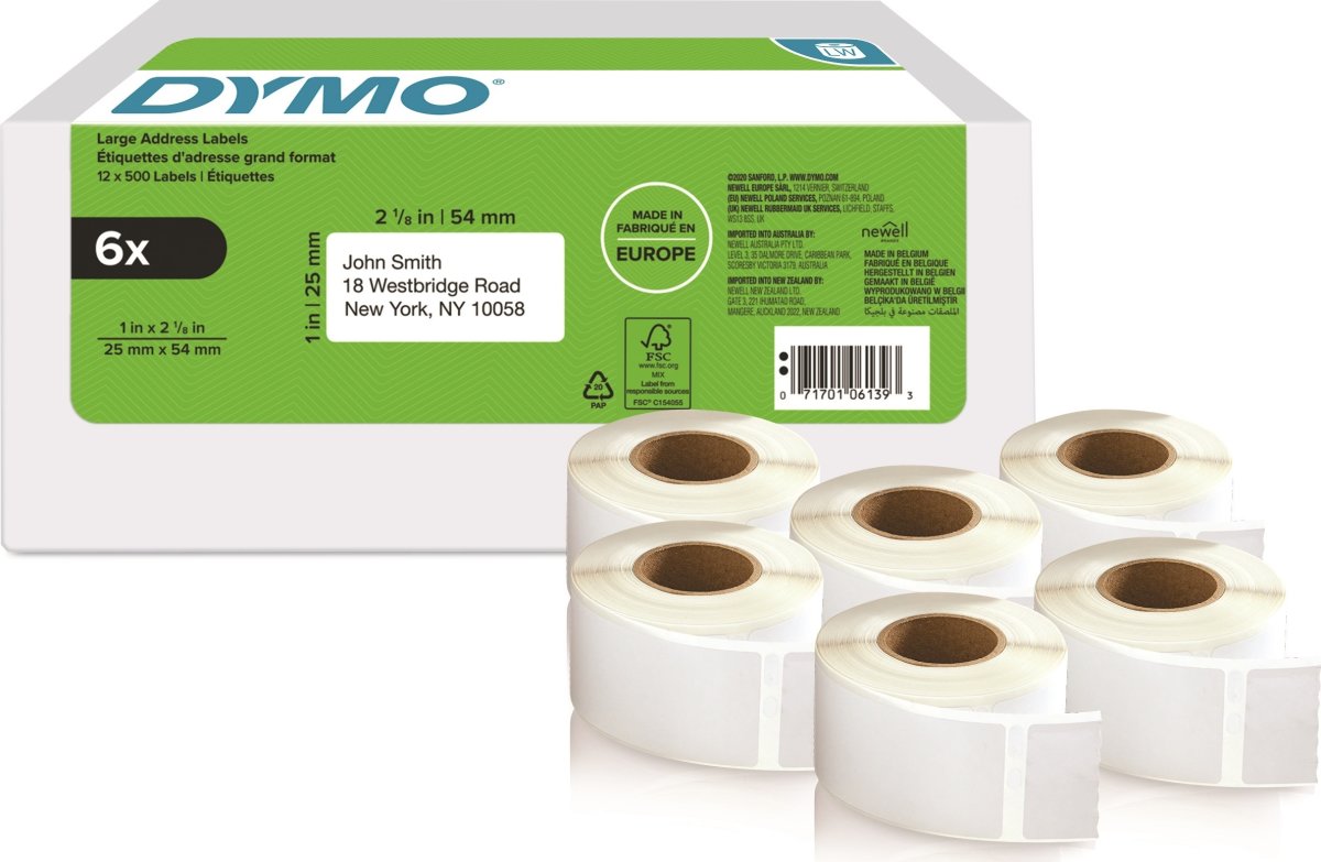Dymo LabelWriter returadressetiketter, 25x54 mm