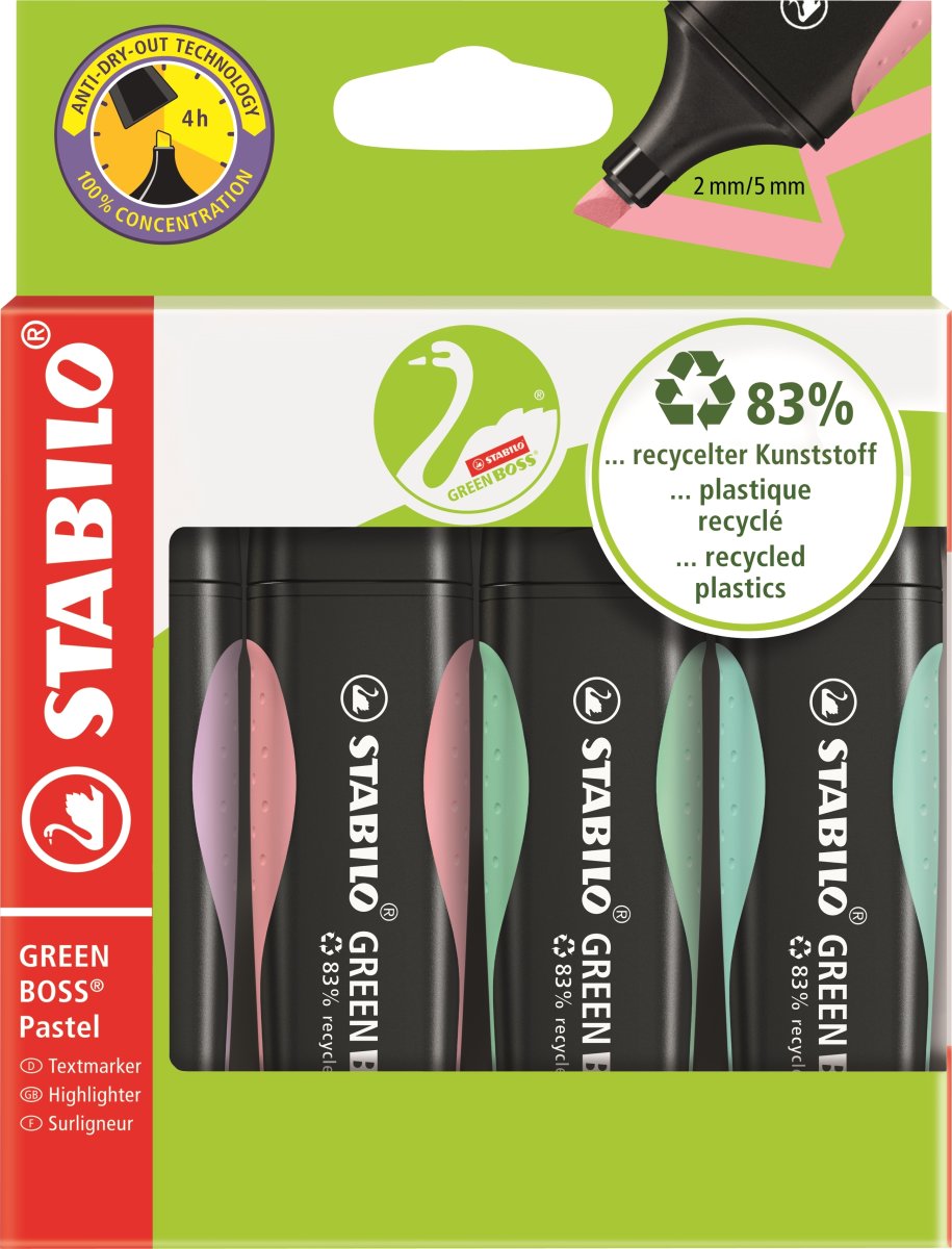 Stabilo Green Boss Pastel Highlighter | 4 färger