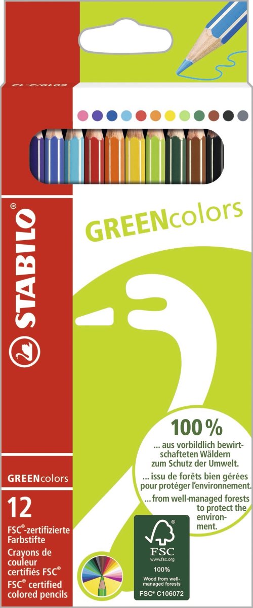 Stabilo Green färgpennor | 12 färger