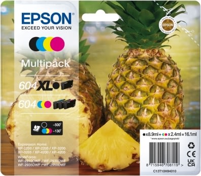 Epson T604XL Svart + T604 färger, flerpack