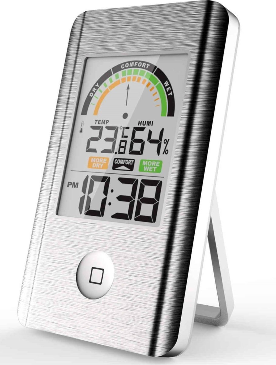 Termometer, hygrometer och klocka