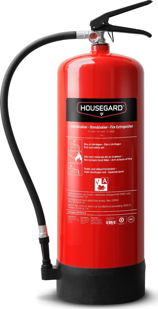 Housegard brandsläckare, vatten, 9 L, Röd