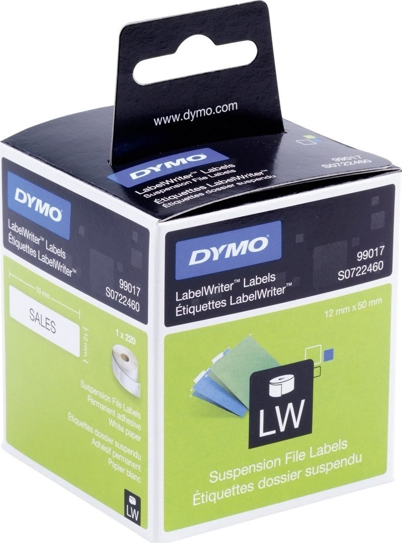 Dymo IW hängmappsetikett, 12x50 mm