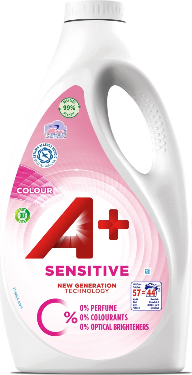 A+ Sensitive flytande tvättmedel | Colour | 2,2 l