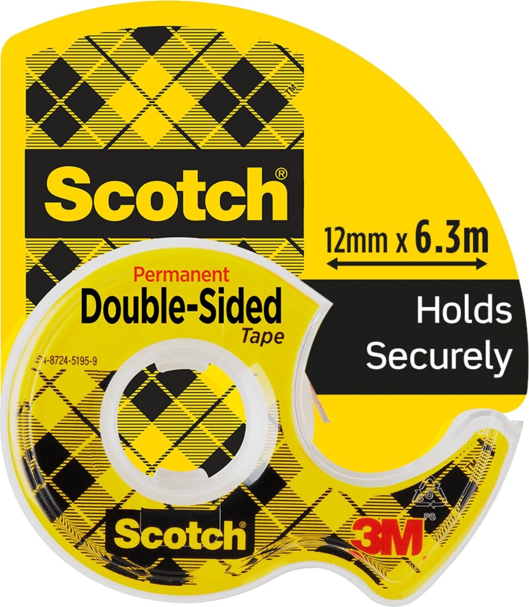 Scotch tejp, dubbelhäftande 12 mm x 6,3 m