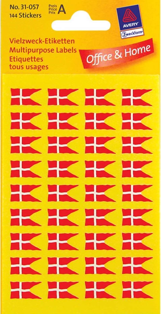 Avery dansk flagga | 9x16 cm | 144 st.