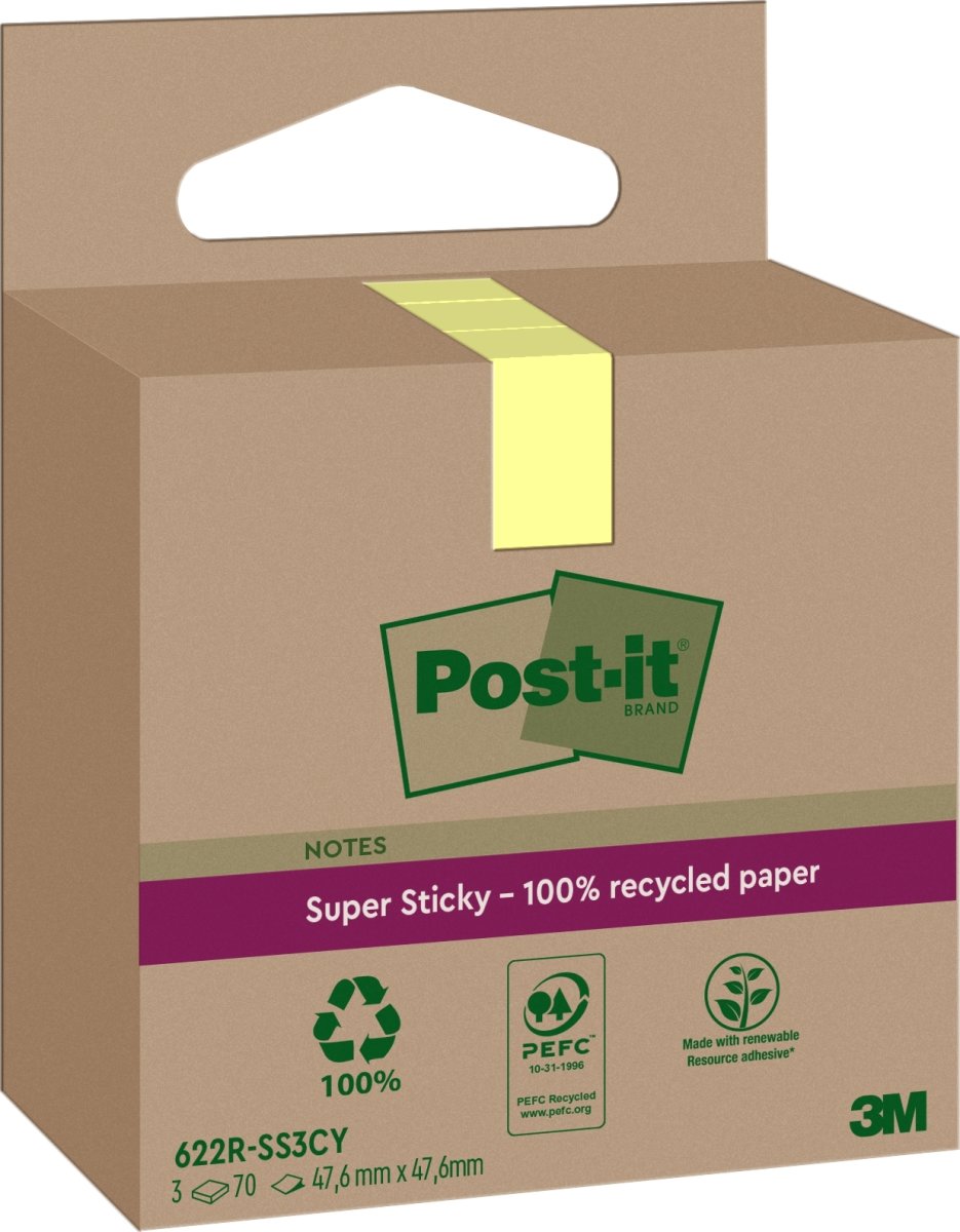 Post-it Super Sticky Notes | Rec. | Gul | 47x47 mm