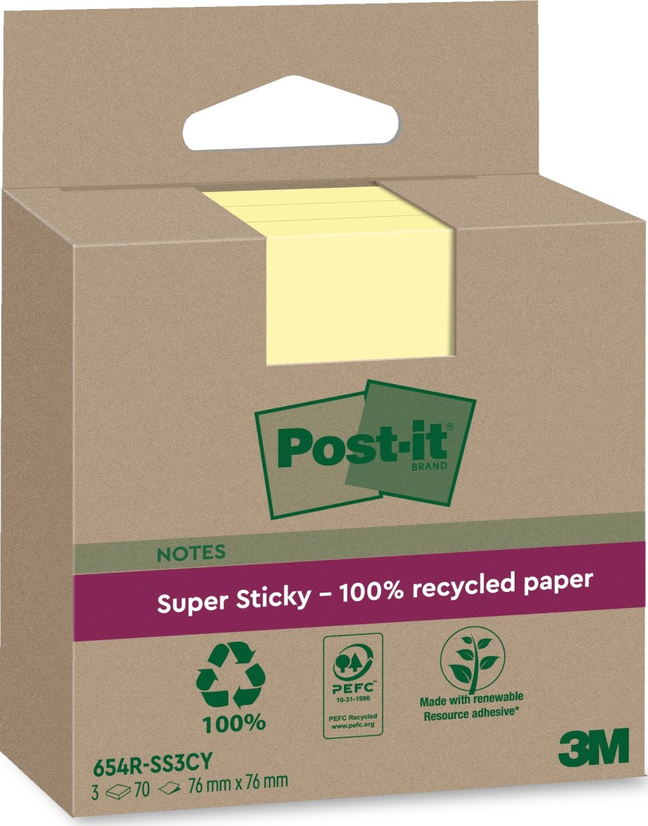 Post-it Super Sticky Notes | Rec. | Gul | 76x76 mm